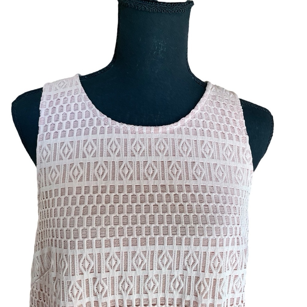 Adrianna Papell Blush Pink Textured Silk Shift Dress Size 10 - Picture 4 of 10